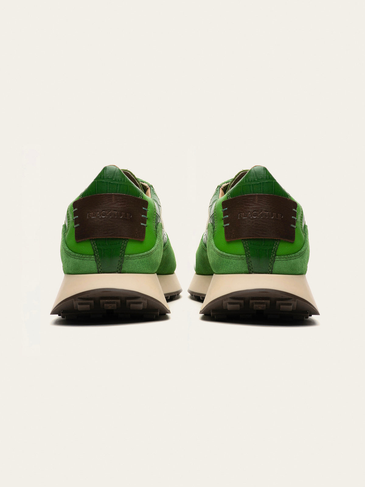 Black Tulip Arbi Sleek Sneaker in Botanical Green — women's leather trainers, outsole and sole