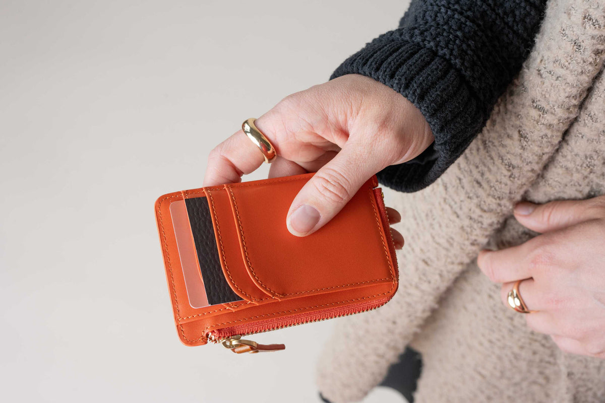 Cedar Card Holder - Orange
