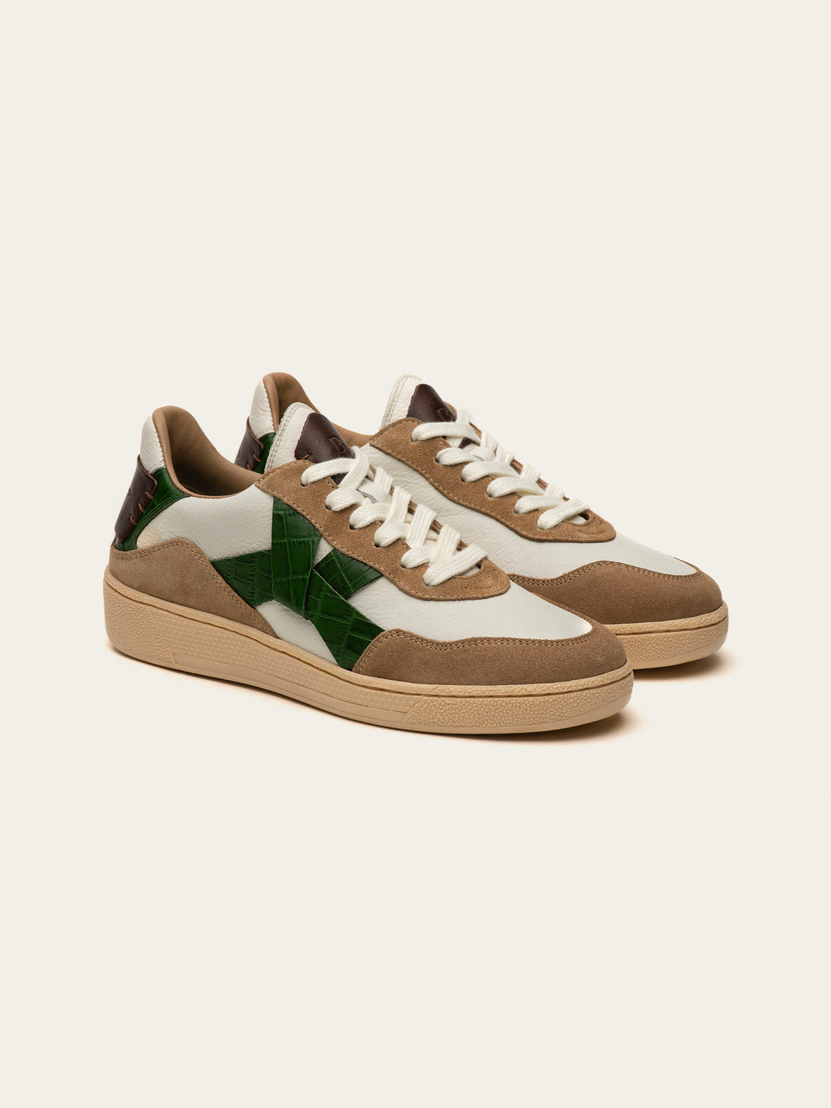Black Tulip Cassava Classic Tennis Trainer in Off-White Botanical β women's leather tennis trainers, side profile