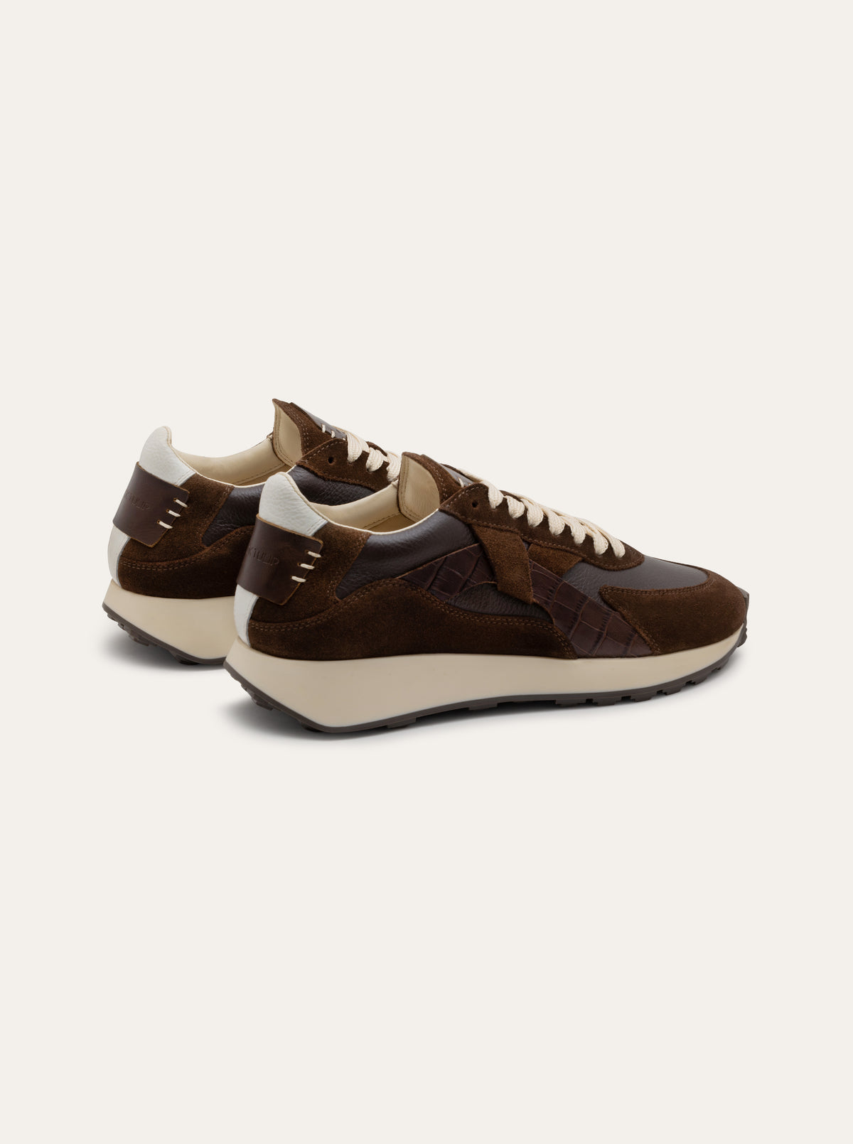 Black Tulip Arbi Sleek Sneaker in Chocolate β women's leather trainers, toe and lacing detail