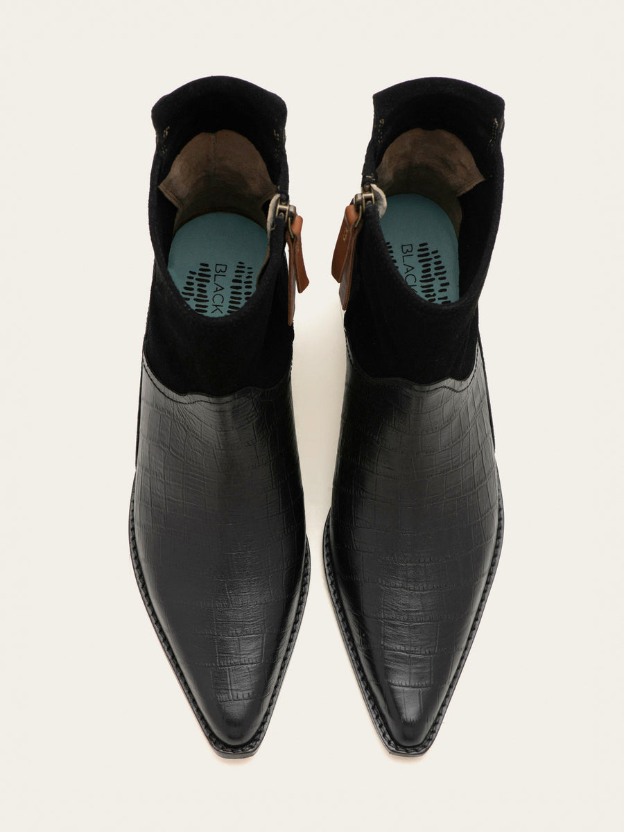Etesian Western Boot - Black Croc