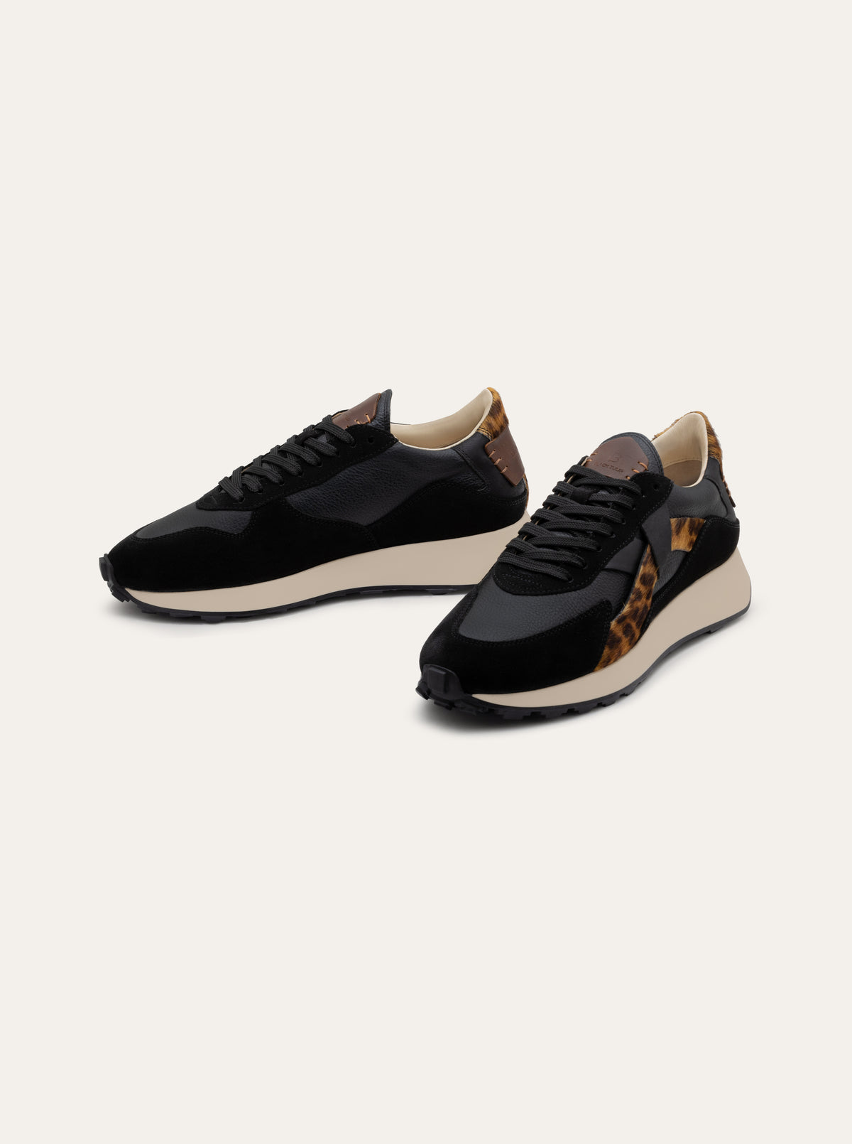 Black Tulip Arbi Sleek Sneaker in Leopard β women's leather trainers, outsole and sole