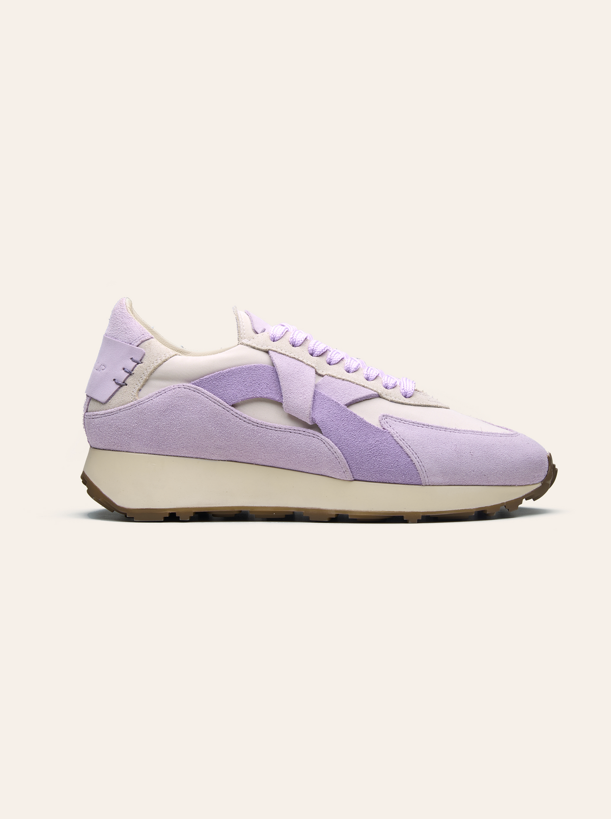 Black Tulip Arbi Sleek Sneaker in Lilac β women's leather trainers, heel and counter detail