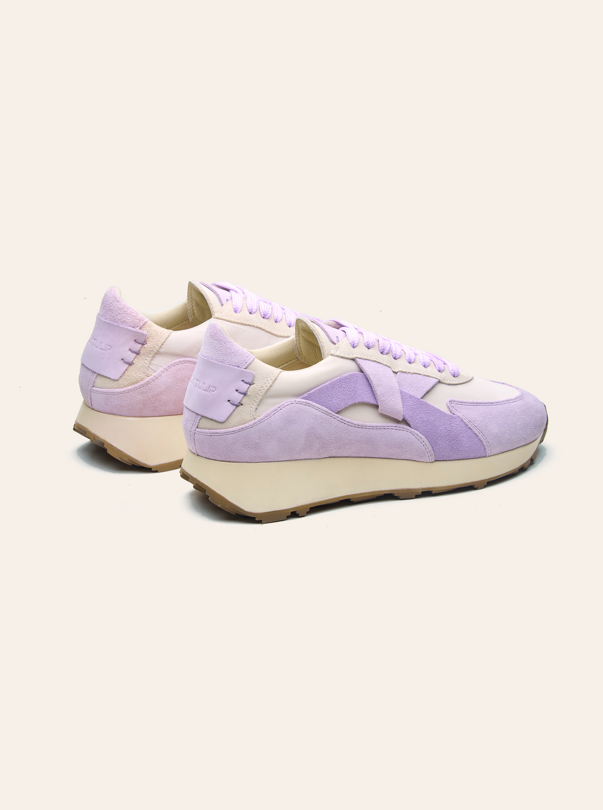 Black Tulip Arbi Sleek Sneaker in Lilac β women's leather trainers, toe and lacing detail