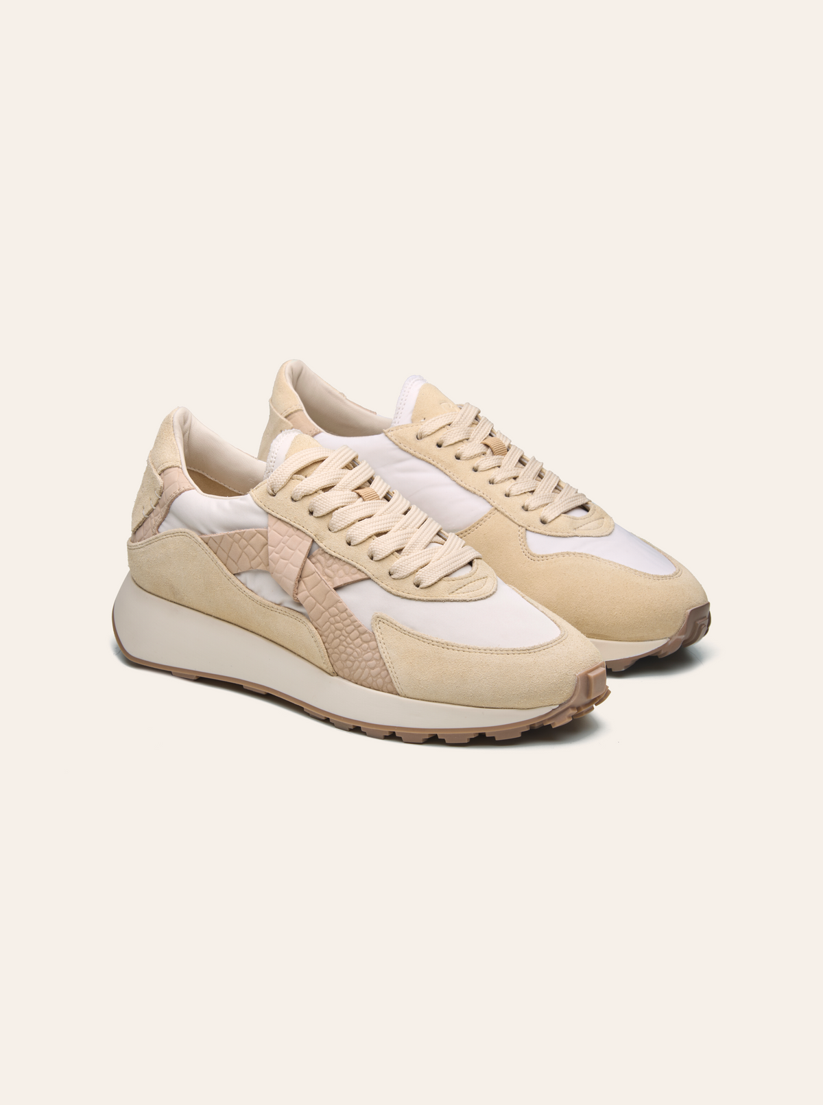 Black Tulip Arbi Sleek Sneaker in Sand β women's leather trainers, side profile