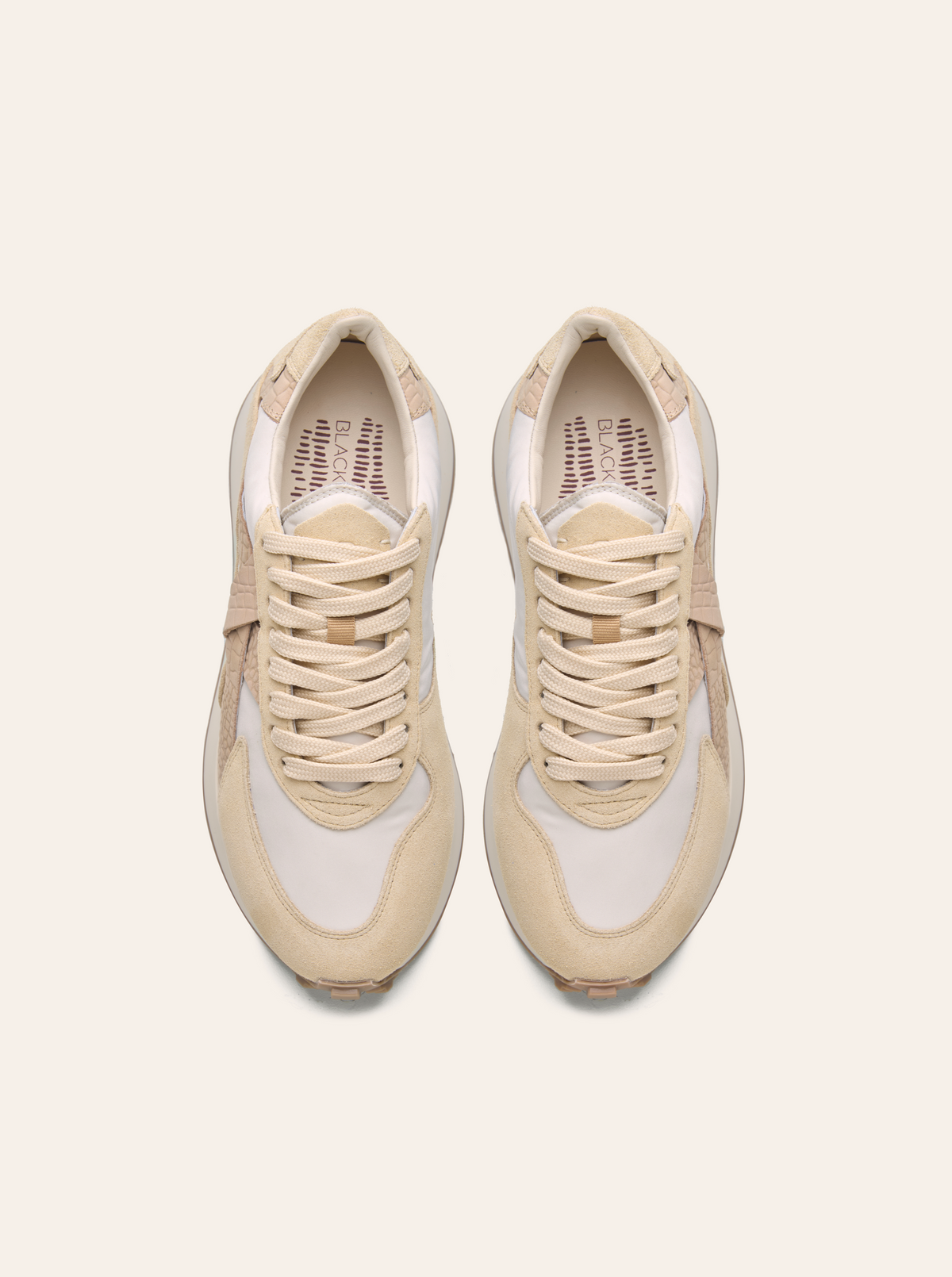 Black Tulip Arbi Sleek Sneaker in Sand β women's leather trainers, three-quarter view