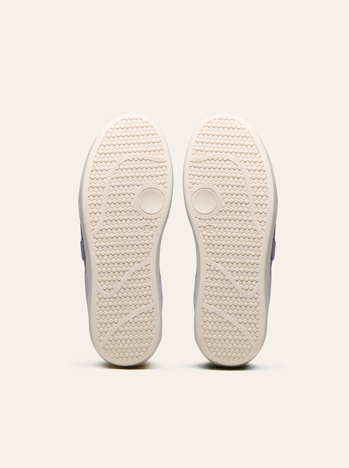 Black Tulip Cassava Classic Tennis Trainer in Lilac β women's leather tennis trainers, styled on-foot