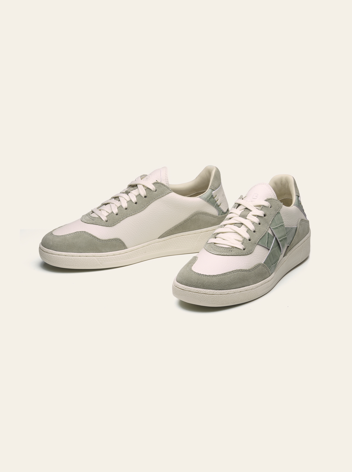 Black Tulip Cassava Classic Tennis Trainer in Sage Green β women's leather tennis trainers, outsole and sole