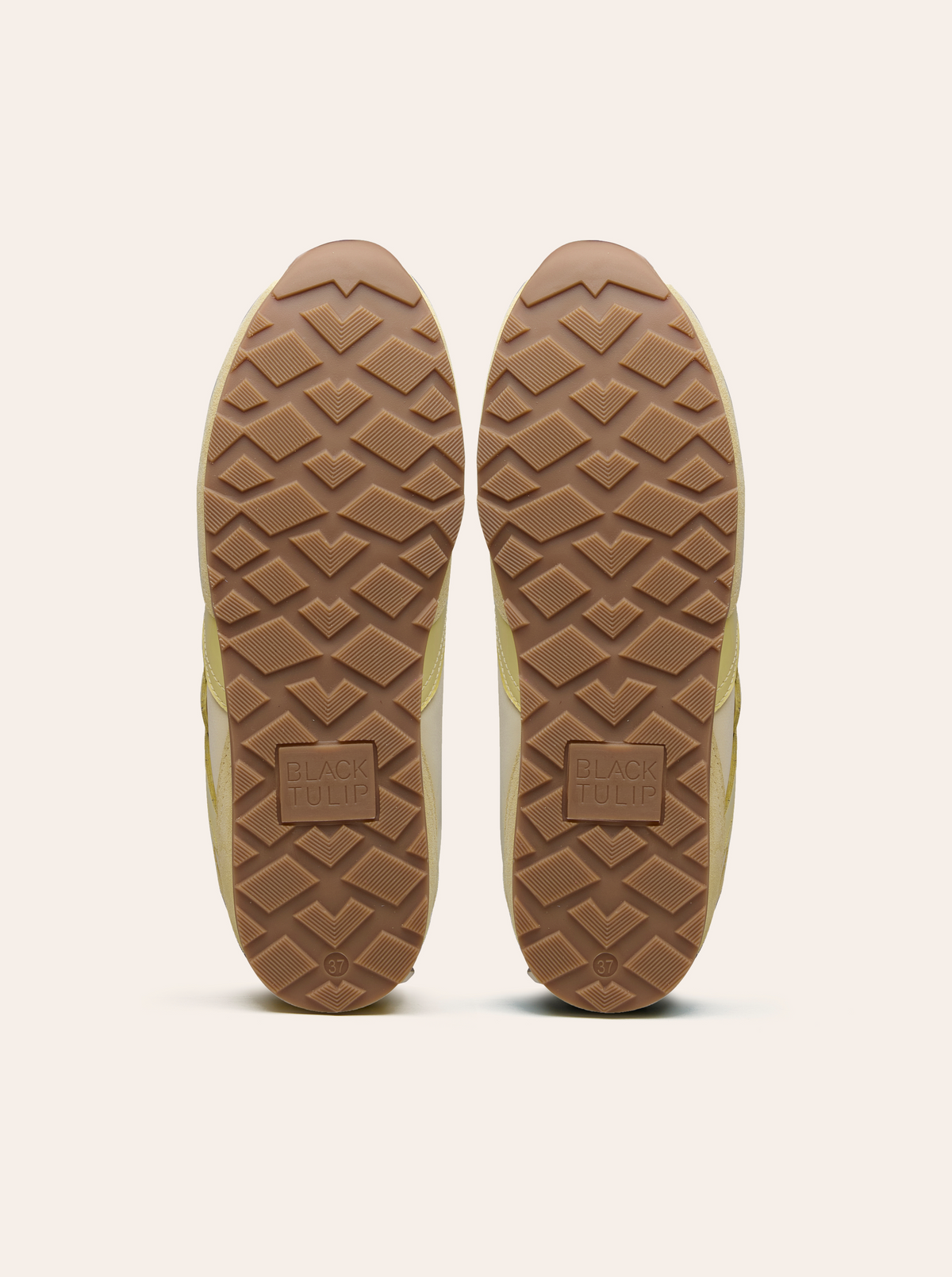 Black Tulip Willow All Day Trainers in Butter Yellow β women's leather trainers, styled on-foot