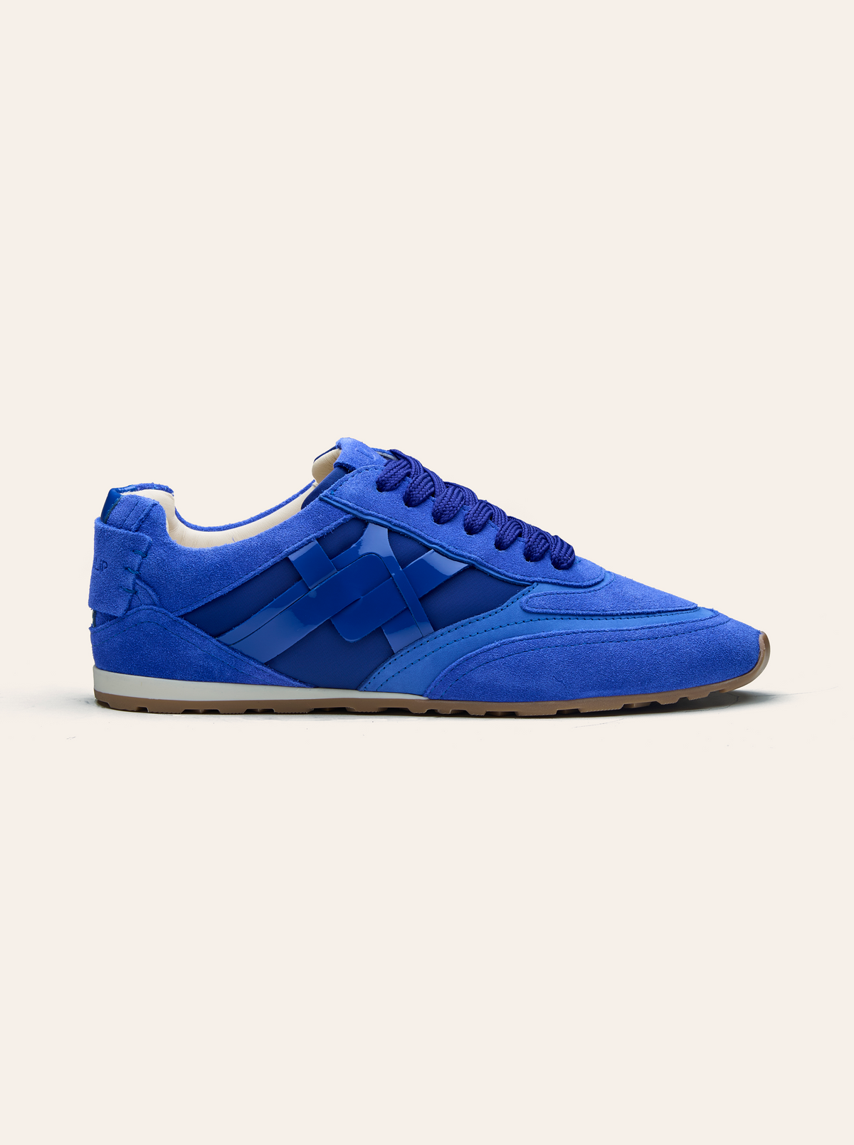 Black Tulip Willow All Day Trainers in Cobalt Blue β women's leather trainers, heel and counter detail