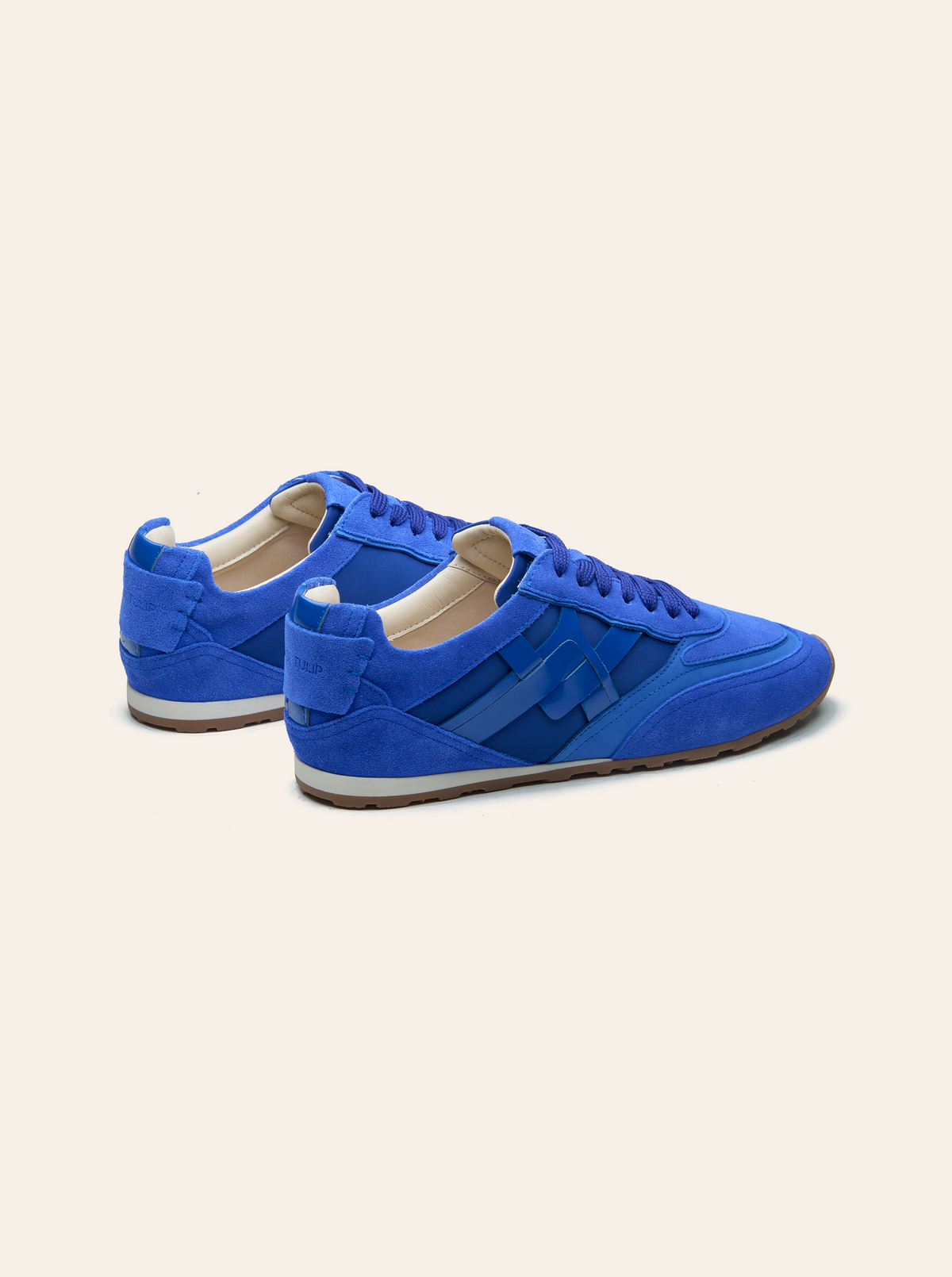 Black Tulip Willow All Day Trainers in Cobalt Blue β women's leather trainers, toe and lacing detail