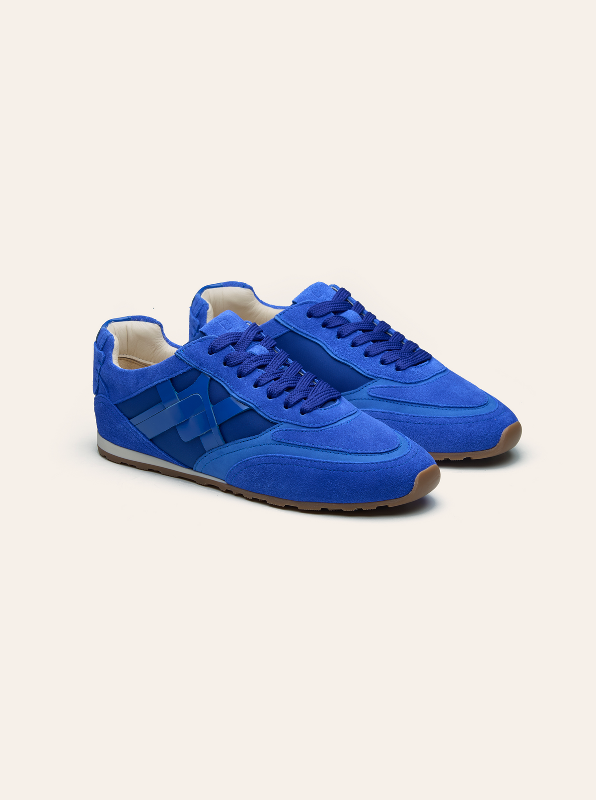 Black Tulip Willow All Day Trainers in Cobalt Blue β women's leather trainers, side profile