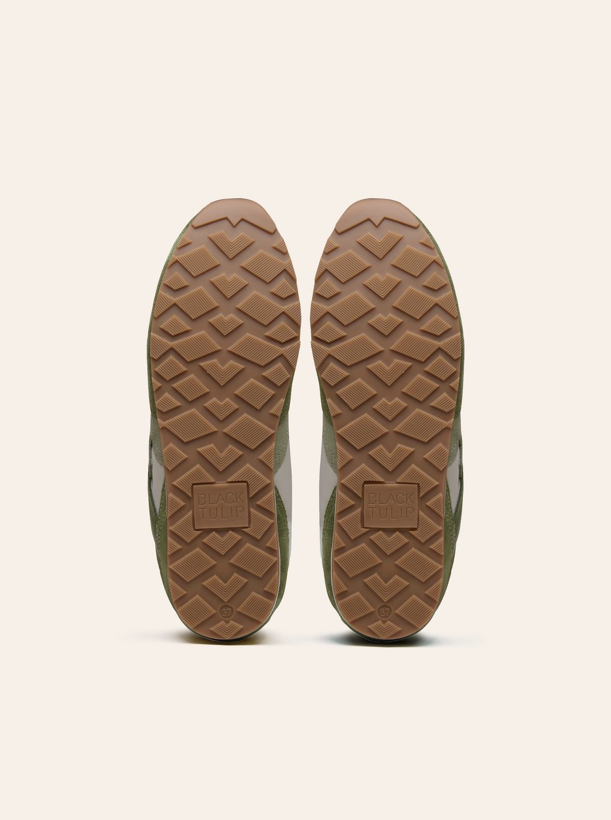 Black Tulip Willow All Day Trainers in Sage Green β women's leather trainers, styled on-foot