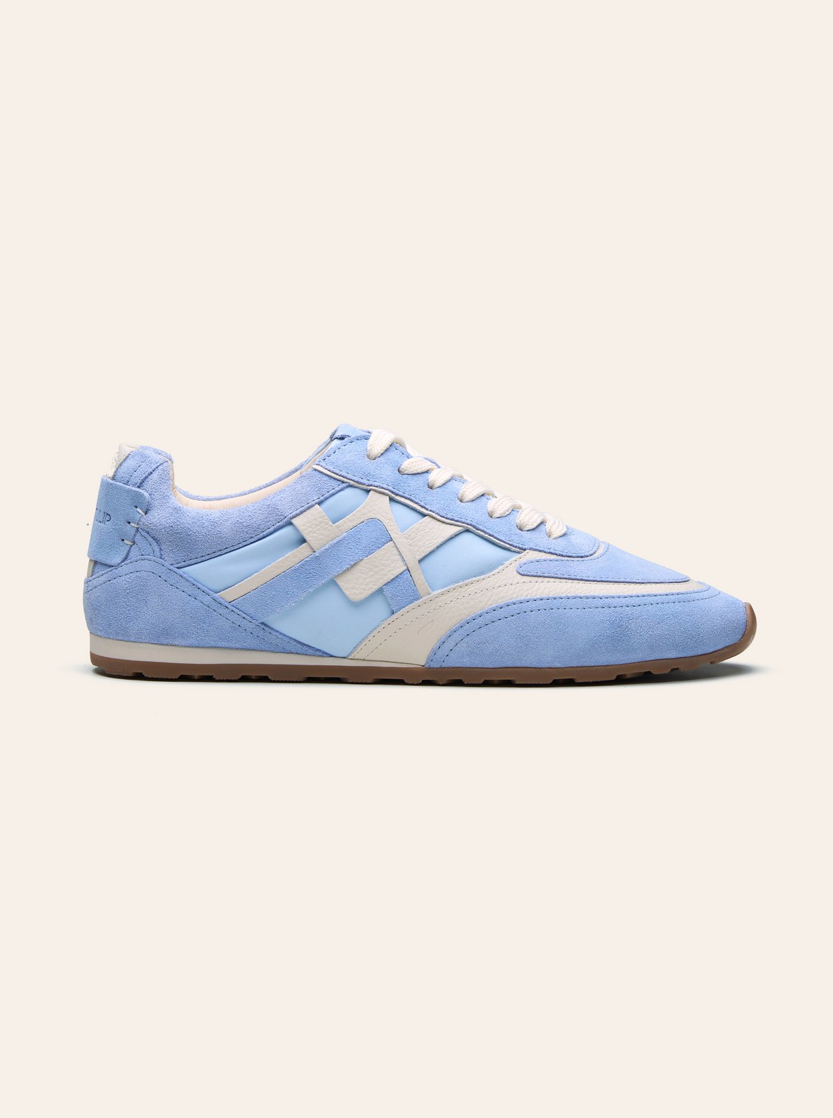 Black Tulip Willow All Day Trainers in Sky Blue β women's leather trainers, heel and counter detail