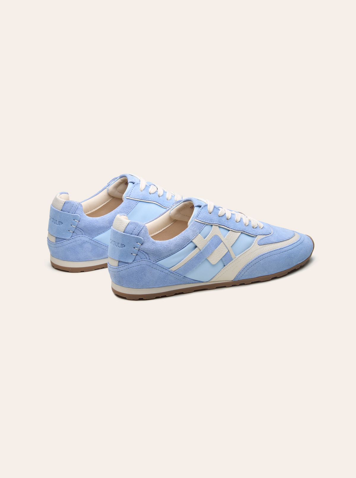 Black Tulip Willow All Day Trainers in Sky Blue β women's leather trainers, toe and lacing detail