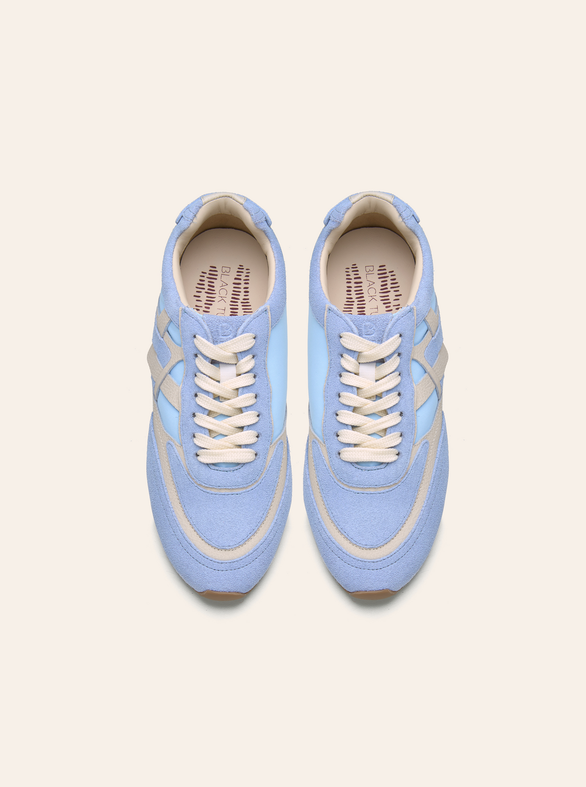Black Tulip Willow All Day Trainers in Sky Blue β women's leather trainers, three-quarter view