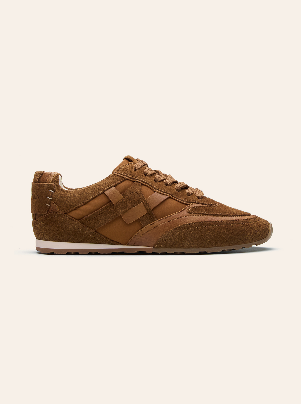 Black Tulip Willow All Day Trainers in Tan β women's leather trainers, heel and counter detail