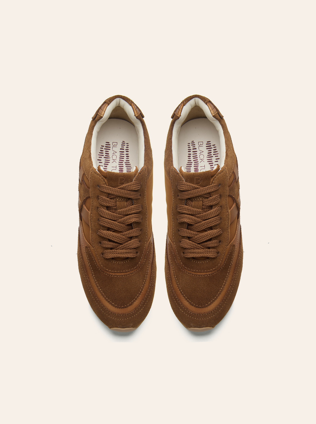 Black Tulip Willow All Day Trainers in Tan β women's leather trainers, three-quarter view