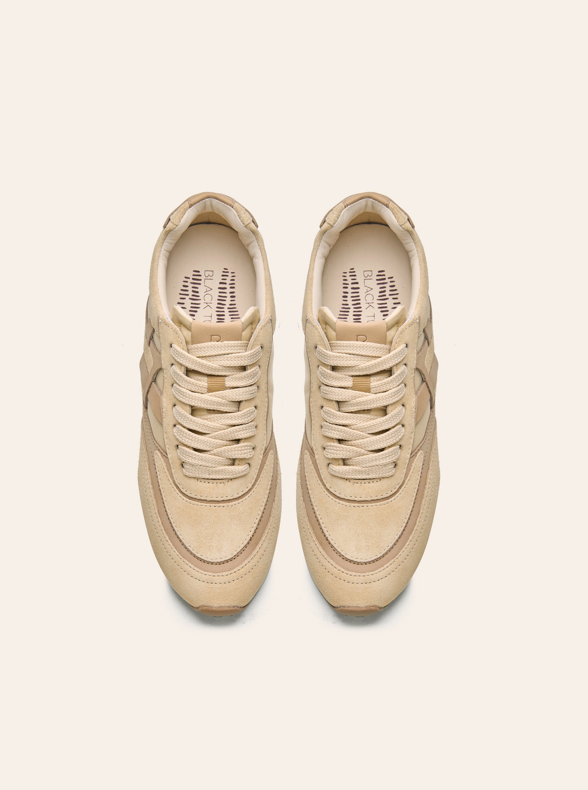 Black Tulip Willow All Day Trainers in Sand β women's leather trainers, three-quarter view