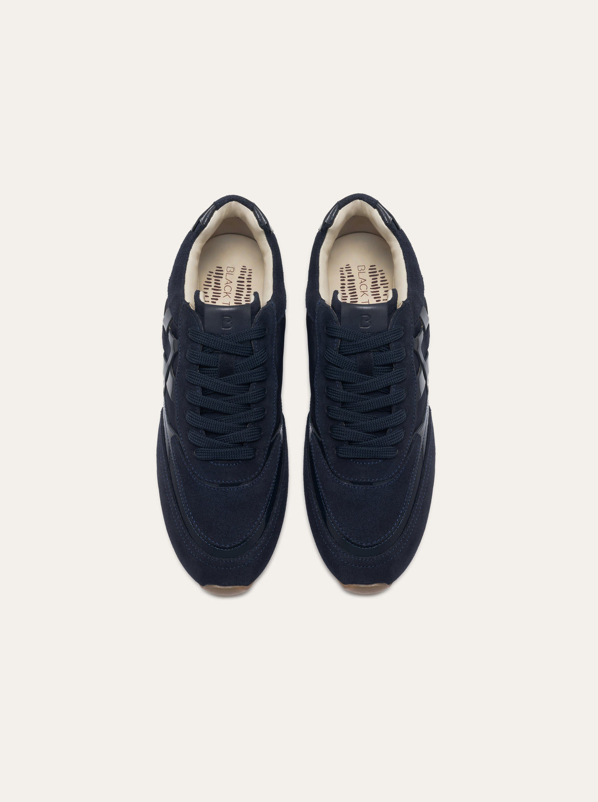 Black Tulip Willow All Day Trainers in Navy β women's leather trainers, three-quarter view