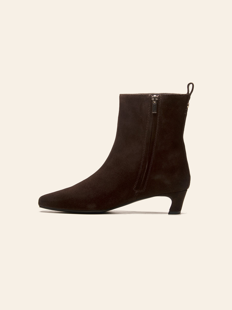 Iris Kitten Heel Ankle Boot - Chocolate