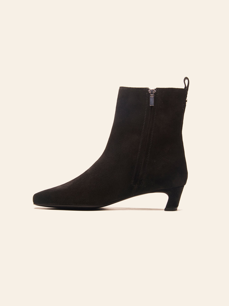 Iris Kitten Heel Ankle Boot - Black