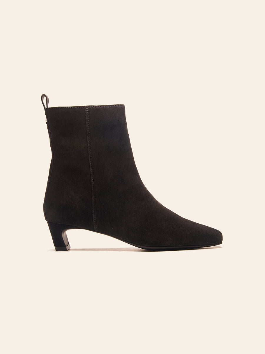 Iris Kitten Heel Ankle Boot - Black