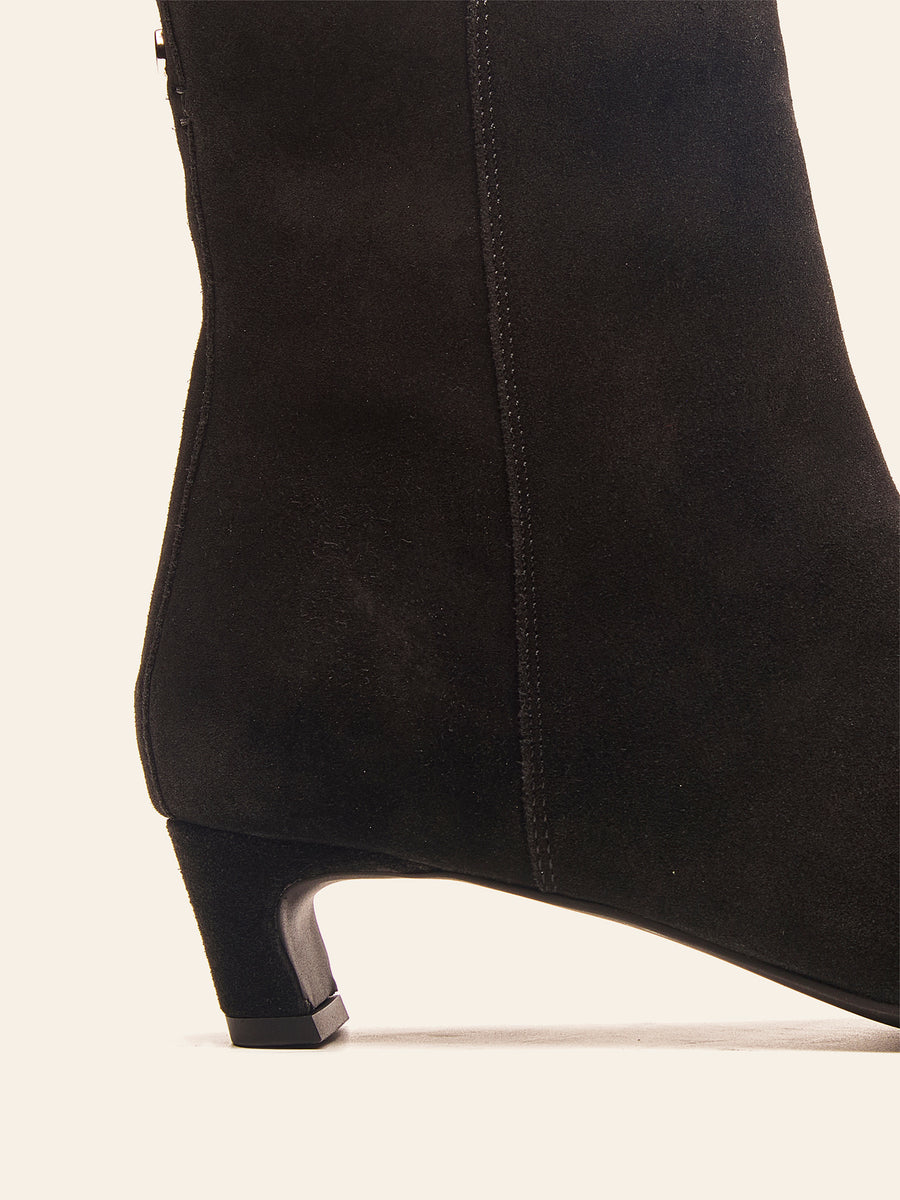 Iris Kitten Heel Ankle Boot - Black