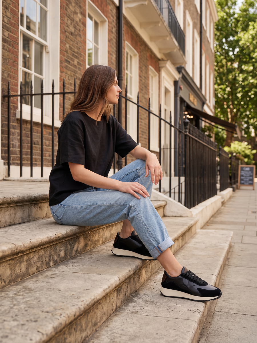 Arbi Sleek Sneaker - Black Leather