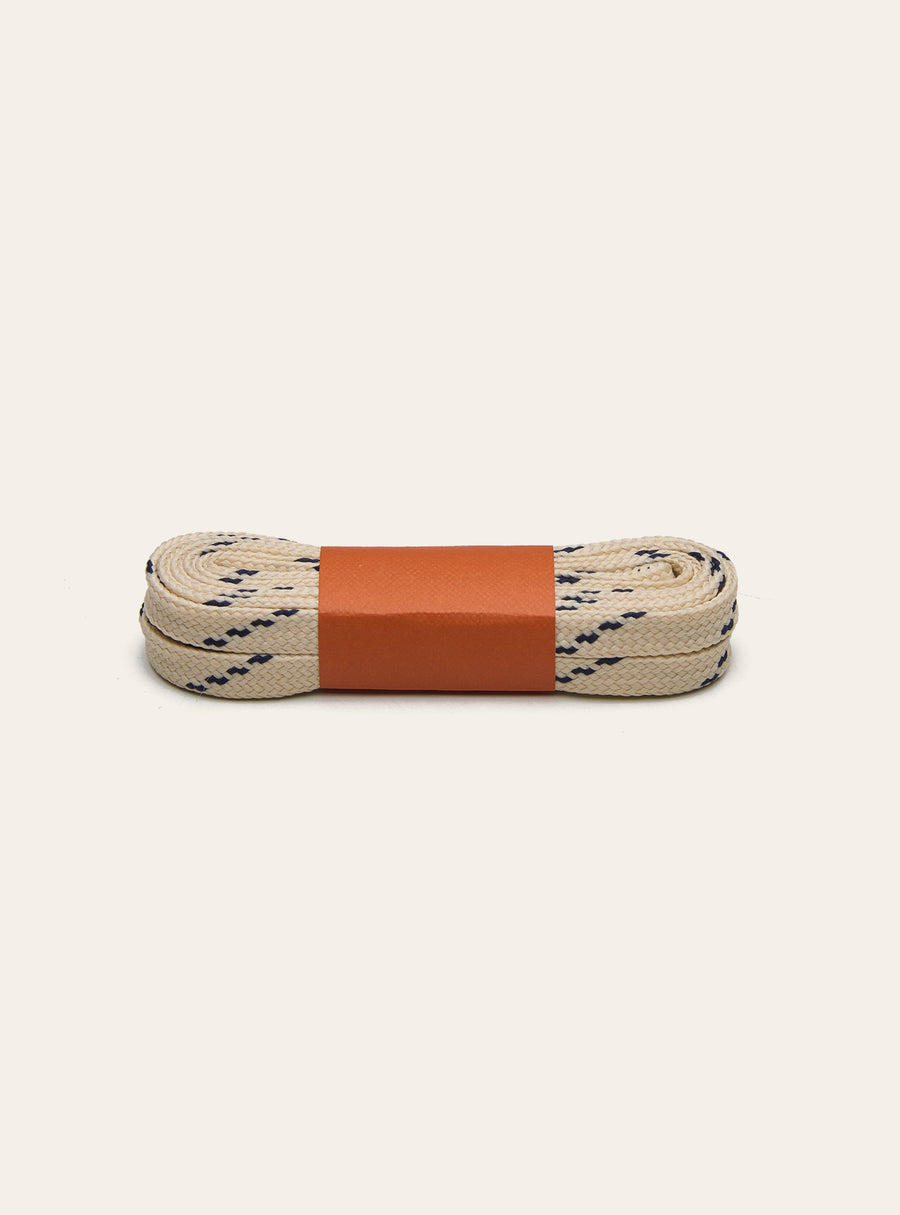Flat Woven Laces 120cm - Beige with Navy Fleck