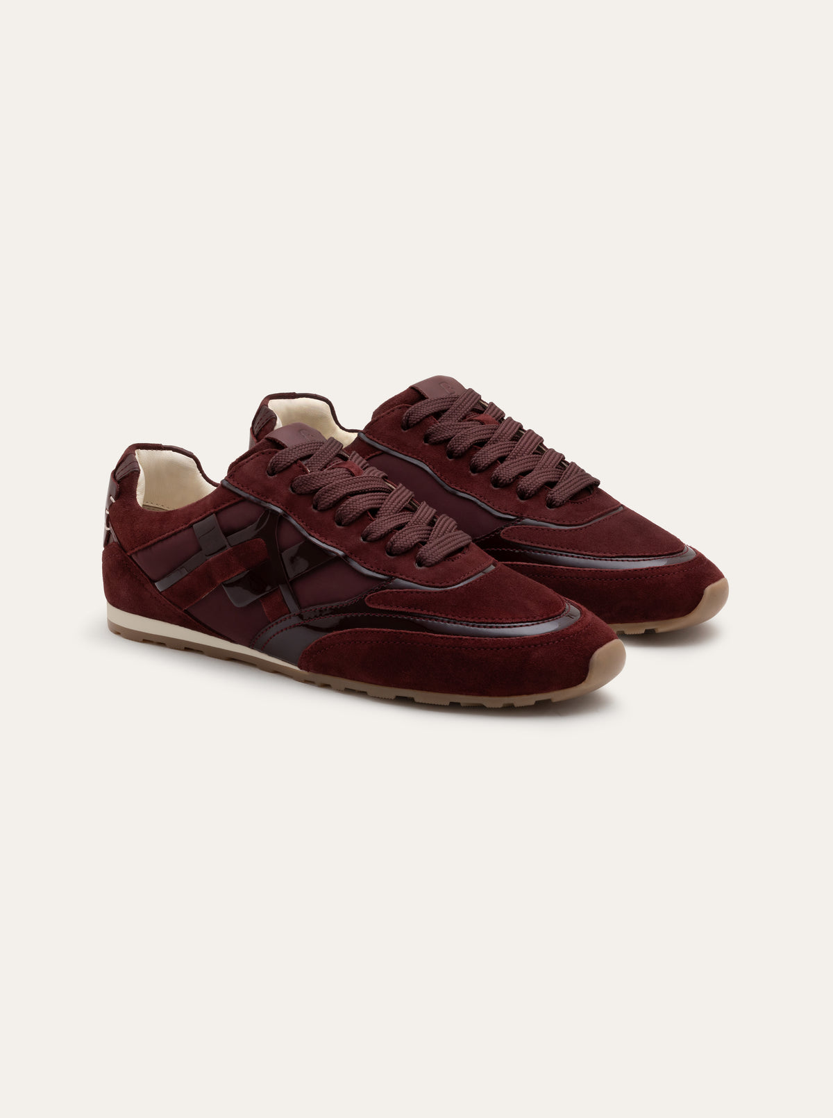 Black Tulip Willow All Day Trainers in Bordeaux — women's leather trainers, side profile