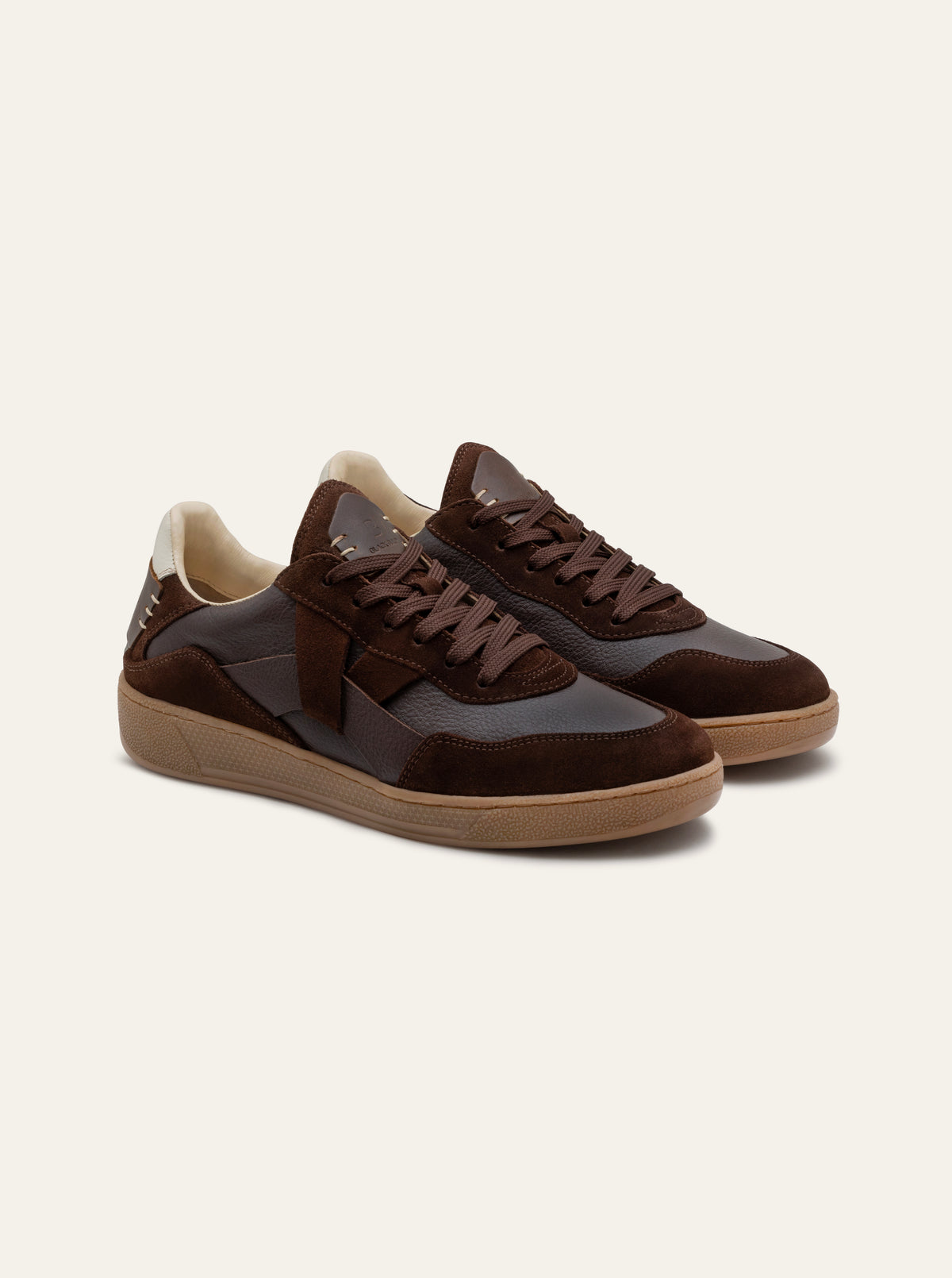 Black Tulip Cassava Classic Tennis Trainer in Chocolate — women's leather tennis trainers, side profile