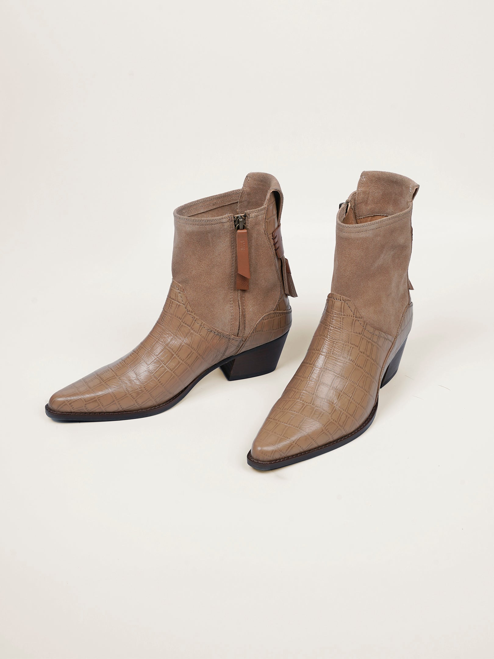 Beige western hotsell ankle boots