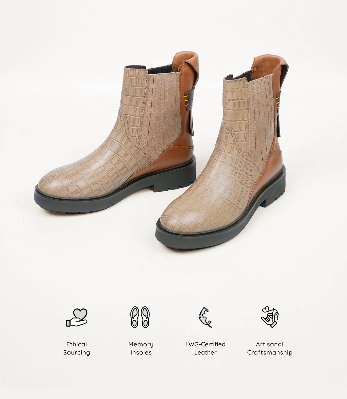 Farro Flat Chelsea Boot - Stone Beige