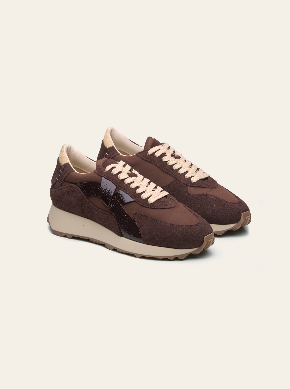 Black Tulip Arbi Sleek Sneaker in Cocoa Brown — women's leather trainers, side profile