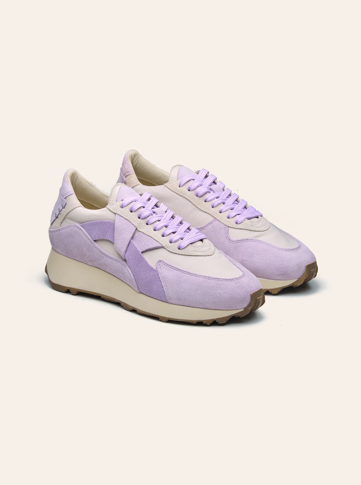 Black Tulip Arbi Sleek Sneaker in Lilac — women's leather trainers, side profile