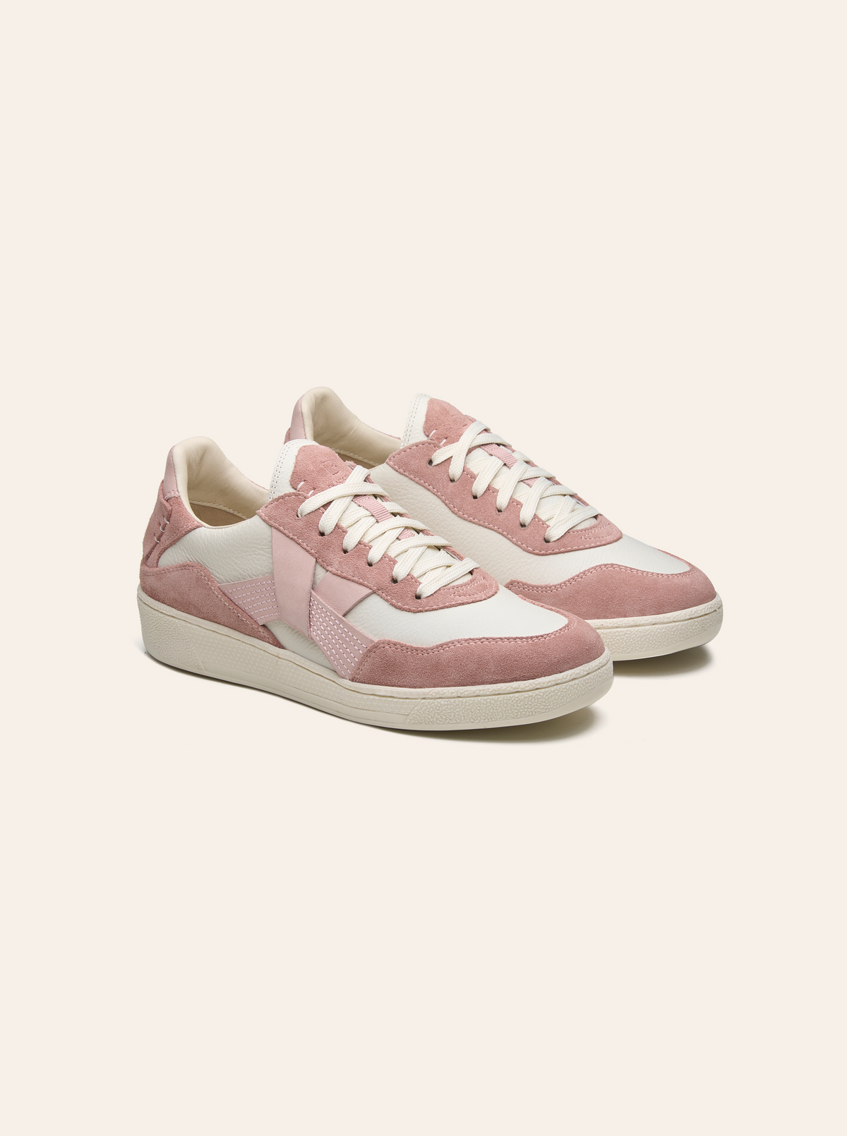 Black Tulip Cassava Classic Tennis Trainer in Blush Pink — women's leather tennis trainers, side profile
