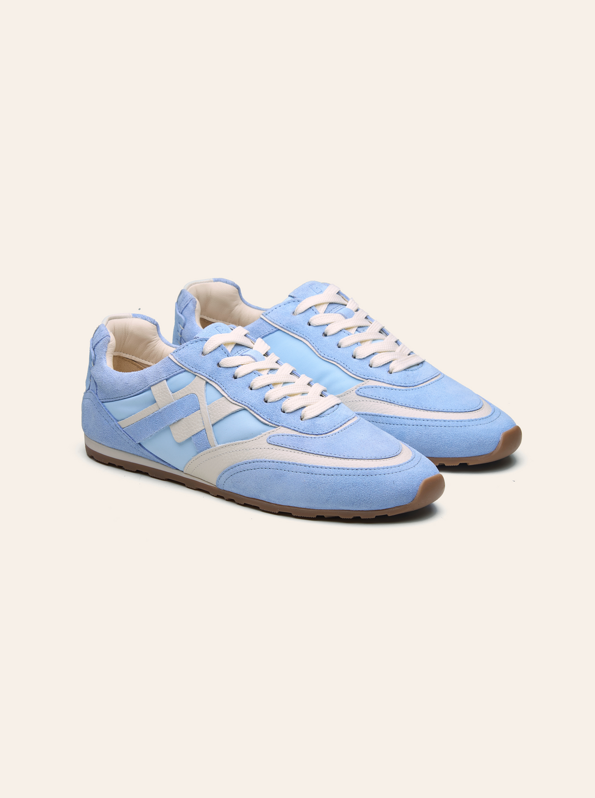 Black Tulip Willow All Day Trainers in Sky Blue — women's leather trainers, side profile