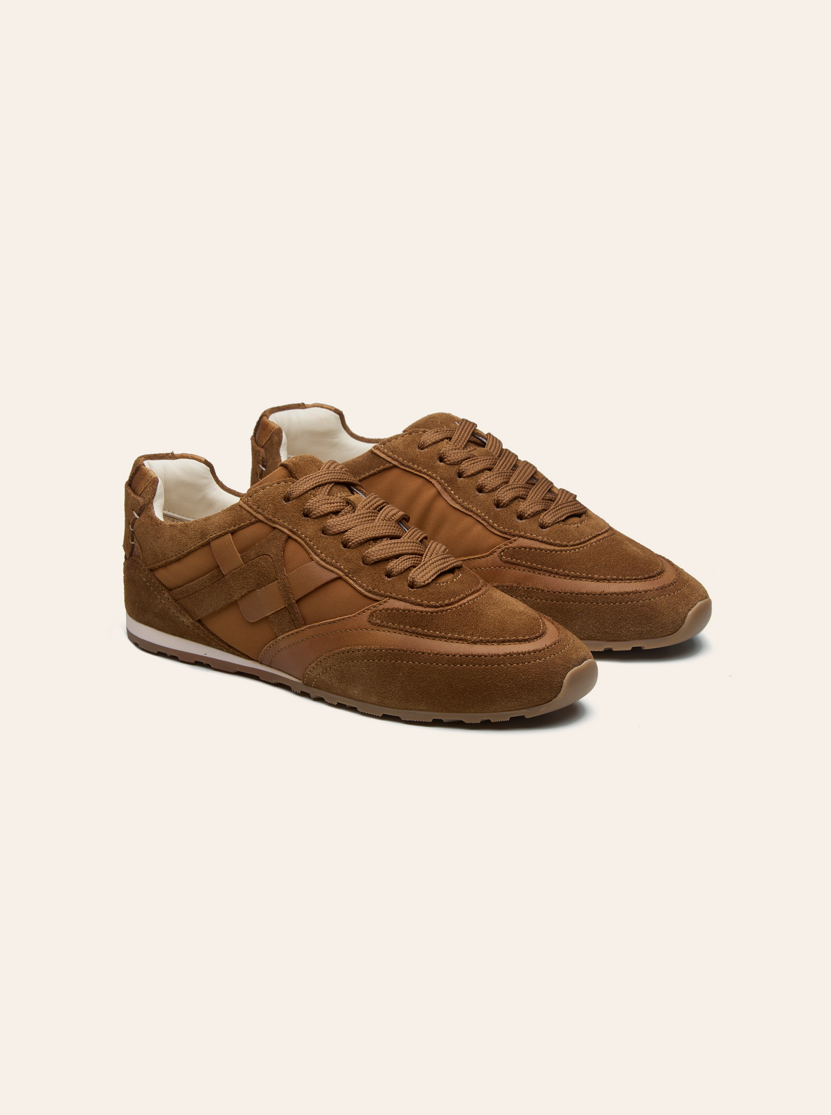 Black Tulip Willow All Day Trainers in Tan — women's leather trainers, side profile