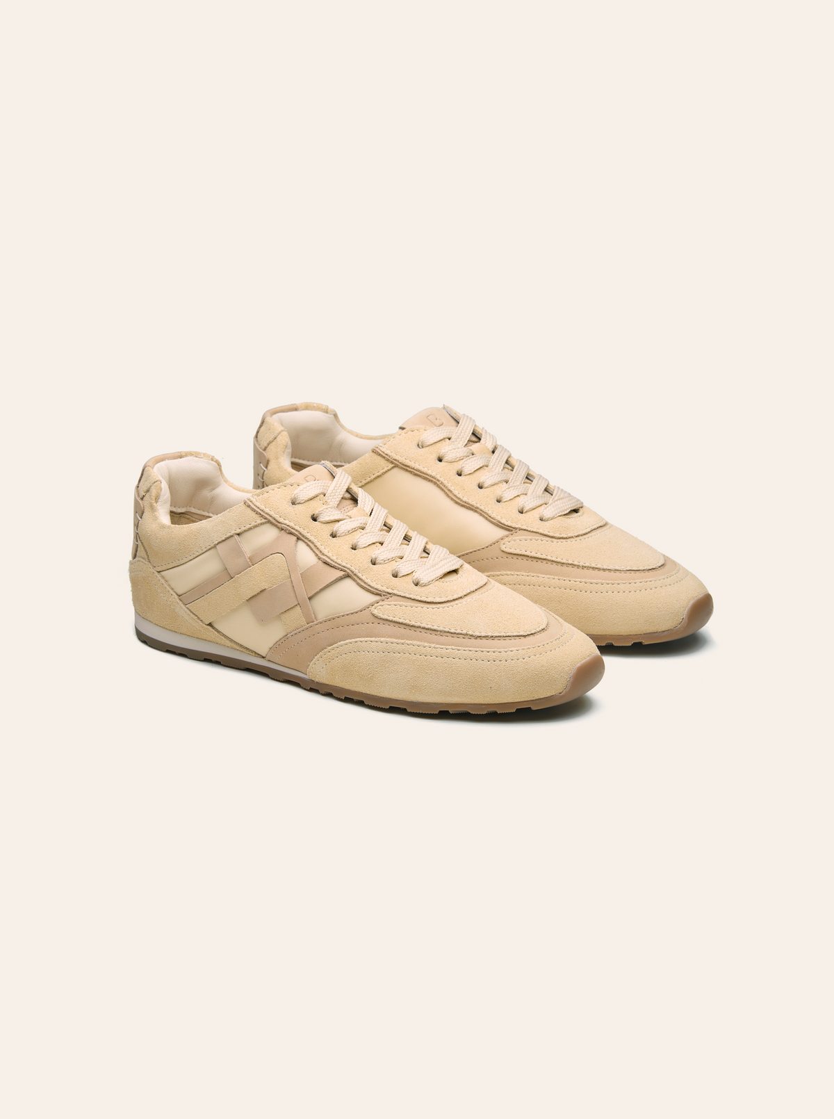 Black Tulip Willow All Day Trainers in Sand — women's leather trainers, side profile