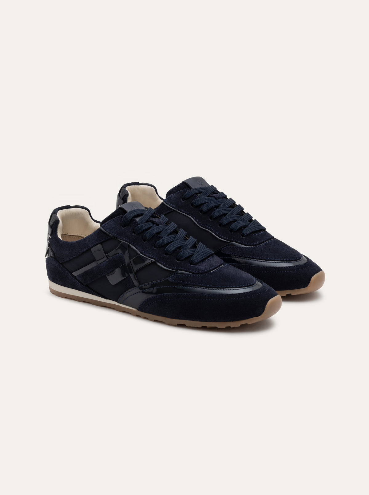 Black Tulip Willow All Day Trainers in Navy — women's leather trainers, side profile
